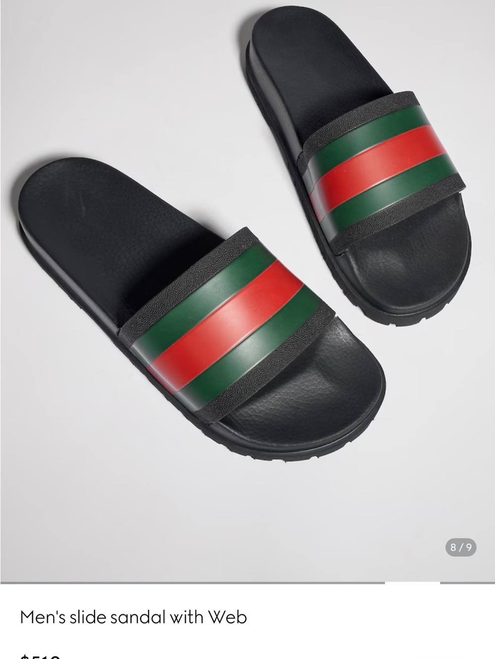 Gucci Slide sandal men 5 (6.5 W) Red and Green Web Stripe